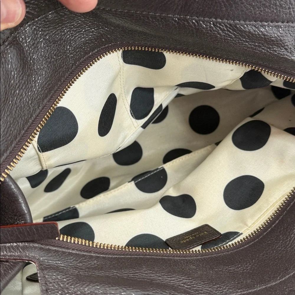 KATE SPADE Dark Chocolate Brown Pebble Leather Shimmer Shoulder Bag